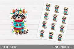 Christmas Raccoon Sticker. Christmas Sticker Printable Product Image 1