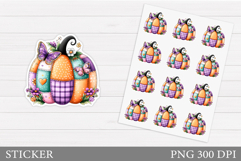 Patchwork Pumpkin Sticker. Fall Sticker Printable Product Image 1