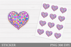 Disco Heart Sticker Printable. Valentines Sticker Design Product Image 1