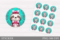 Cute Sloth Sticker Design. Christmas Sticker Printable Product Image 1