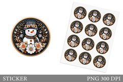 Cute Snowman Sticker Design. Christmas Sticker Template Product Image 1