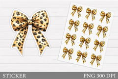 Leopard Bow Sticker Design. Bow Sticker Printable Product Image 1
