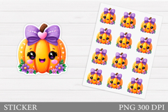 Cute Pumpkin Sticker Design. Halloween Stickers Printable Product Image 1