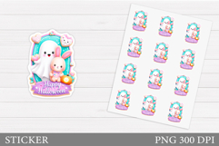 Cute Ghost Sticker Printable. Cute Halloween Sticker Design Product Image 1