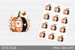 Patchwork Pumpkin Sticker. Fall Sticker Printable Product Image 1