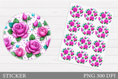 Roses Sticker Design. Flowers Sticker Printable Product Image 1