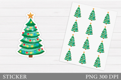 Christmas Sticker Printable. Christmas Tree Sticker Design Product Image 1