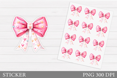 Valentines Bow Sticker Design. Valentines Sticker Printable Product Image 1
