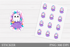 Cute Ghost Sticker Printable. Halloween Sticker Design Product Image 1