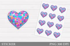 Disco Heart Sticker Printable. Valentines Sticker Design Product Image 1