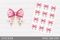 Valentines Bow Sticker Design. Valentines Sticker Printable Product Image 1