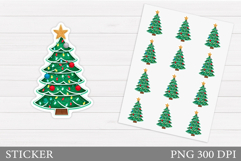 Christmas Tree Sticker Design. Christmas Sticker Printable Product Image 1