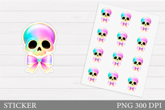 Iridescent Skull Sticker. Halloween Sticker Printable Product Image 1