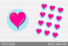 Heart Stickers Design. Valentines Sticker Printable Product Image 1
