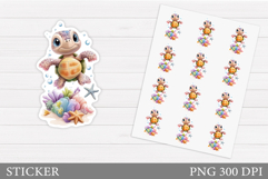 Sea Turtle Sticker Design. Cute Turtle Sticker Printable Product Image 1