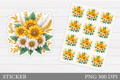 Sunflowers Sticker Design. Flowers Sticker Printable Product Image 1