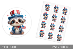 Patriotic Sloth Sticker Design. Patriotic Sticker Printable Product Image 1