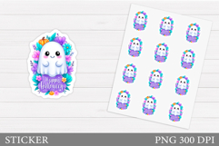 Cute Ghost Sticker Printable. Halloween Sticker Design Product Image 1