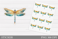 Dragonfly Sticker Design. Dragonfly Summer Sticker Template Product Image 1