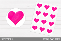 Heart Sticker Printable. Valentines Round Sticker Design Product Image 1