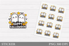 Cute Ghost Sticker Printable. Cute Halloween Sticker Design Product Image 1