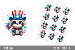 Patriotic Sloth Sticker Design. Patriotic Sticker Printable Product Image 1