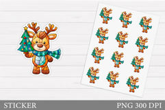 Christmas Deer Sticker Design. Christmas Sticker Printable Product Image 1