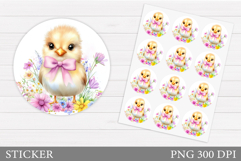 Cute Chick Sticker Design. Chick Flowers Sticker Printable Product Image 1