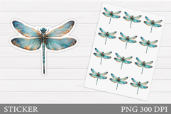 Dragonfly Sticker Design. Dragonfly Summer Sticker Template Product Image 1