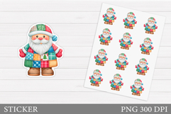 Patchwork Santa Claus Sticker. Christmas Sticker Printable Product Image 1