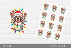 Christmas Raccoon Sticker. Christmas Sticker Printable Product Image 1
