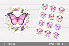 Butterfly Sticker Design. Flowers Sticker Printable Product Image 1