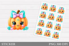 Cute Pumpkin Sticker. Funny Pumpkin Stickers Printable Product Image 1