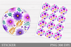 Flowers Sticker Design. Floral Sticker Printable Product Image 1