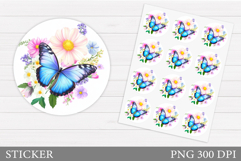 Butterfly Sticker Design. Flowers Sticker Template Product Image 1