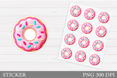 Donut Sticker Design. Valentines Sticker Printable Product Image 1