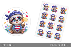 Patriotic Sloth Sticker Design. Patriotic Sticker Printable Product Image 1