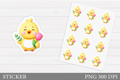 Spring Chick Sticker Design. Chick Flowers Sticker Printable Product Image 1