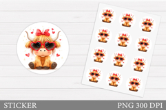 Valentines Cow Sticker. Valentines Sticker Printable Product Image 1