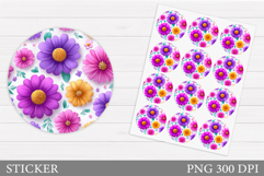 Flowers Sticker Design. Floral Sticker Printable Product Image 1