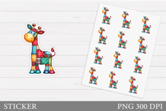 Patchwork Giraffe Sticker Design.Christmas Sticker Printable Product Image 1