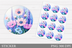Flowers Sticker Design. Floral Sticker Printable Product Image 1