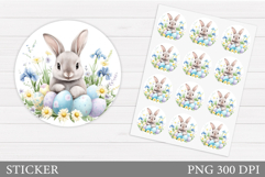 Easter Bunny Sticker Design. Easter Sticker Printable Product Image 1