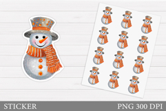 Cute Snowman Sticker Design. Christmas Sticker Printable Product Image 1