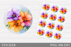 Flowers Sticker Design. Floral Sticker Printable Product Image 1