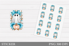 Cute Ghost Sticker Printable. Halloween Sticker Design Product Image 1