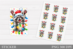 Christmas Raccoon Sticker. Christmas Sticker Printable Product Image 1