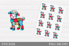 Patchwork Lamb Sticker Design.Christmas Sticker Printable Product Image 1