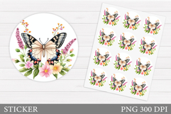 Butterfly Sticker Design. Summer Sticker Template Product Image 1