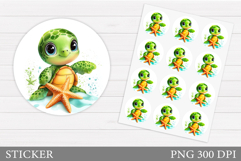 Turtle Sticker Design. Sea Turtle Sticker Printable Product Image 1